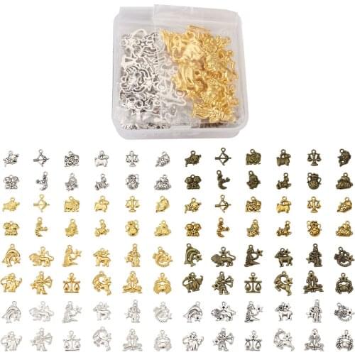 8 Sets 12 Constellation Shape Jewelry Alloy Pendants Mixed Color Earrings Charms Necklace Bracelet DIY Jewelry Handmade Findings