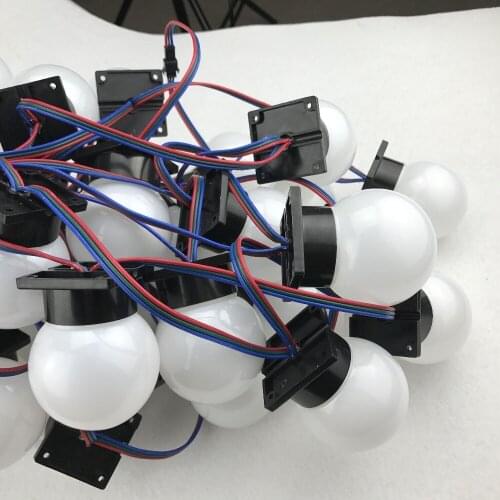 60mm diamter full color WS2811 globe type pixel light;DC12V input;1.44W(6pcs 5050 SMD RGB inside);black base;40pcs a string
