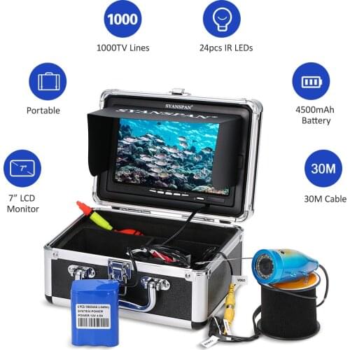 Portable 7" Inch Monitor 1000TVL Waterproof Underwater Fishing Camera Kit 24PCS Infrared IR LEDs Fish Finder