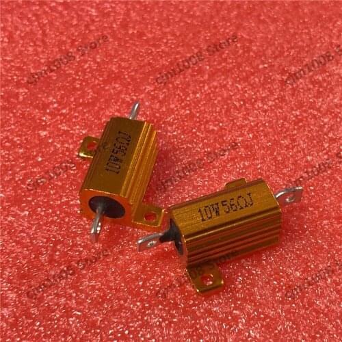 RX24-10W 56R 56RJ Power Metal Shell Case Gold Aluminium Case Wirewound Resistor 10W 56ohm 5% Automobile LED lamp resistors