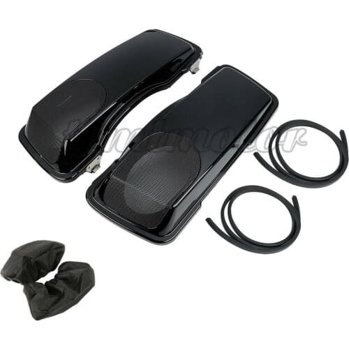 Motorcycle Vivid Black 5x7'Speaker Saddlebag Lids For Harley Touring Road King Electra Glide Road Glide Street Glide 1993-2013