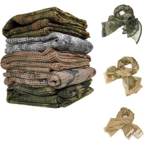 190*90cm Scarf Cotton Military Camouflage Tactical Mesh Scarf Sniper Face Scarf Veil Camping Hunting Multi Purpose Hiking Scarve