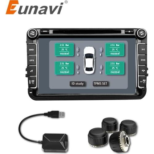 Eunavi Car TPMS Universal Android Tire Pressure Monitoring System for OS DVD Player USB Interface internal extra for all cars