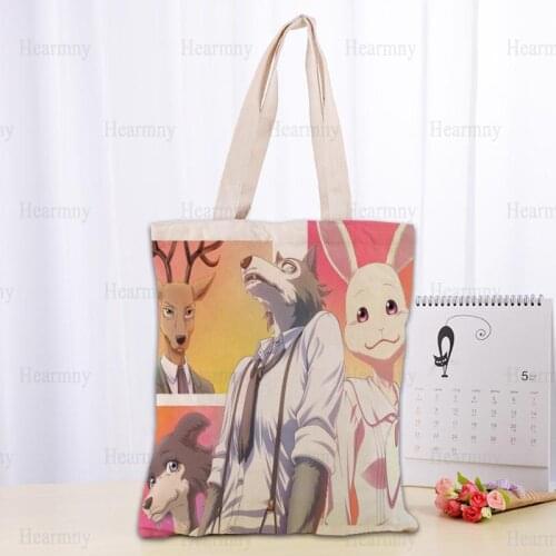 Custom BEASTARS Anime Tote Bag Popular Foldable Shopping Bag Reusable Eco Large Unisex Canvas Fabric Shoulder Bag Tote 0409