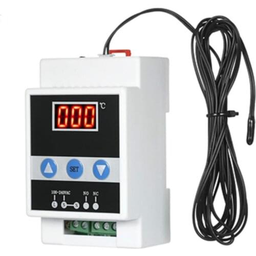 Din Thermostat with Temperature Sensor AC 90-250V Guide Rail Thermoregulator Digital Temperature Controller Refrigeration