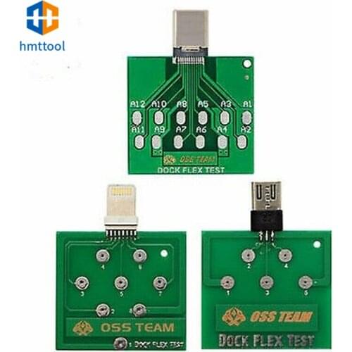 3pcs/lot Micro USB Test Board Charging Dock Flex Tester Repair For IPhone/Andorid/TYPE-C Charging Battery Power Testing Fix Tool