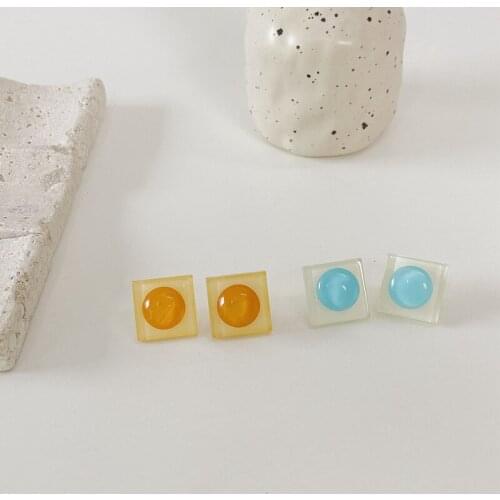 2021 Summer Vintage Hit Color Acrylic Square Geometric Stud Earrings Simple Trendy Earrings for Women Fashion Jewelry Gifts
