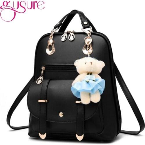 GUSURE Women Backpacks PU Leather School Shoulder Bags Teenage Girls College Student Casual Bag Knapsack Book Backpacks