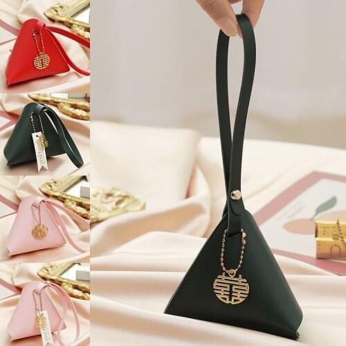 12 Styles Triangle Leather Candy Gift Bag with Handle Packaging Gift Box Small Boxes for Gifts Wedding Party Packaging Decor