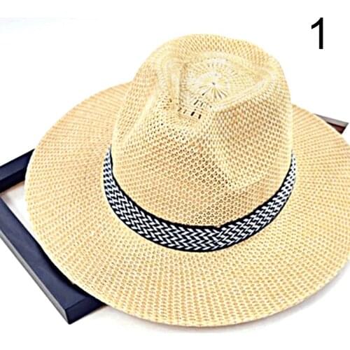 1pcs Women Wide Brim Beach Men Hats Fashion Foldable Summer Unisex Sun Hat Casual Vacation Panama Straw Hat