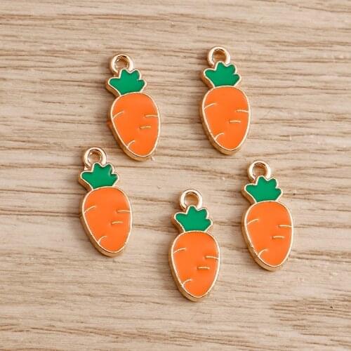 10pcs 7*15mm Enamel Carrot Charms for Jewelry Findings Handmade Crafting DIY Radish Charms Pendants Necklaces Earrings Supplies