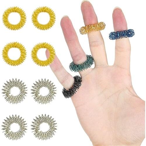 10pcs/Lot Anti-Stress Pressure Relief Finger Massage Fidget Spring Rings Toys for Adult Kids