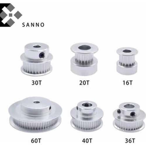 10pcs P36-GT2-6-BF pulley wheel 30 / 36 / 40 / 60 teeth timing belt pulley with bore 5mm round belt pulleyfor 6mm belt