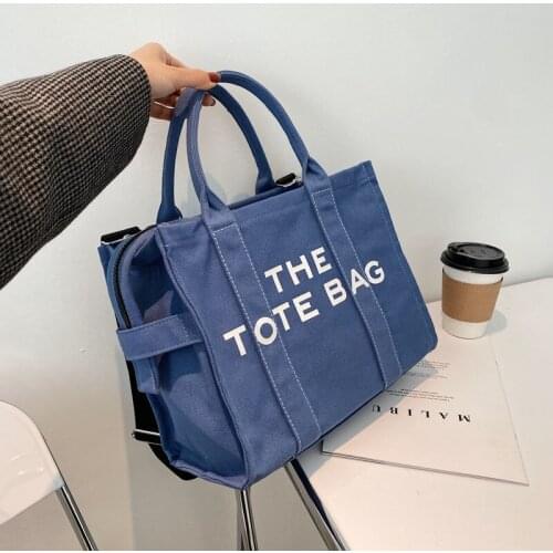 2021 Tote Bag Women Handbags Fashionable Diagonal Literary Fan Letter Printing Large Capacity Canvas Shoulder Women Shopping Bag