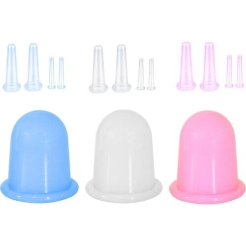 3Pcs Natural Silicone Vacuum Therapy Anti Cellulite Facial Massage Cans Cups Anti Cellulite Cup Pain Relief Massage Therapy Kit