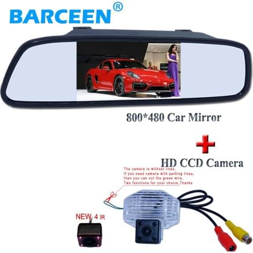 4.3"car screen mirror monitor black shell+special use for Toyota Corolla car rear view camera 4 ir lights night vision