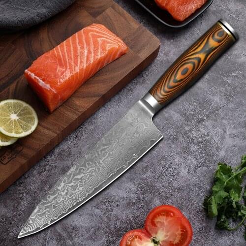 67 Layers Japanese Damascus Stainless Steel Chef Knife 8 Inch VG-10 Blade Kitchen Slicing Cooking Tools Pakka Handle