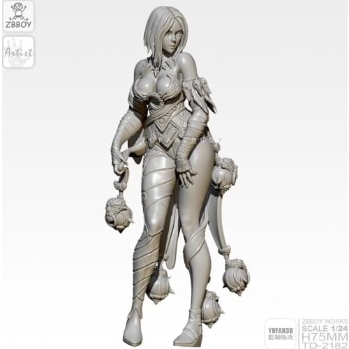 75MM Resin Figure Kits Sexy goddess self-assembled TD-2182