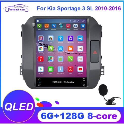 For Kia Sportage 3 SL Tesla style screen 2010-2016 Car Radio Multimedia Video Player Navigation GPS Android 9