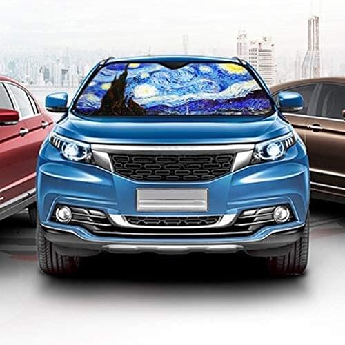 Car Windshield Sun Shade Van Gogh Starry Sky Sunshade for car Blocks UV Sun and Heat Reflector Fits Windshields of Various Size
