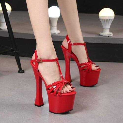 Model Show Cross Belt Pole Dancing Shoes Thick Heel Platform 20 CM Super High Heels Sandals Sexy Women Party Club Wedding Shoes