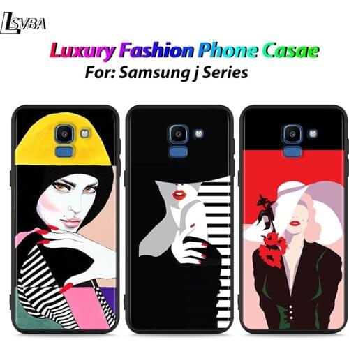 Black Shell Abstract art Fashion Girl for Samsung Galaxy J7Duo J2 J4 Core J6 J4 Plus J8 J3 J7 J5 Prime 2018 2017 Phone Case