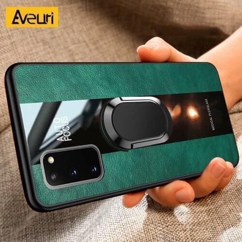 Leather Ring Phone Case For Samsung Galaxy A12 A02 A02S A50 A70 A51 A71 5G M21 M51 M30S S20 FE S21 Plus Note 20 Ultra Cover Case