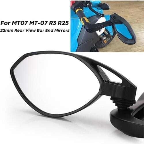 For Kawasaki Honda Yamaha MT-07 R3 R25 Universal Motorcycle 7/8" 22mm Aluminum Handguard Handle Bar End Rear View Side Mirrors