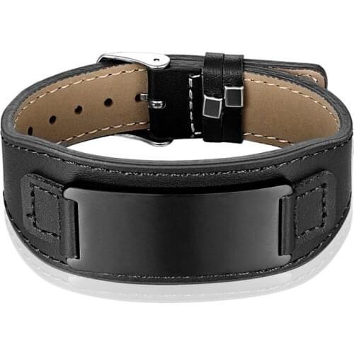 European and American Fashion Mens Bracelets Simple Wild Stainless Steel Leather Bracelet Womens Bracelet Pulseira Masculina