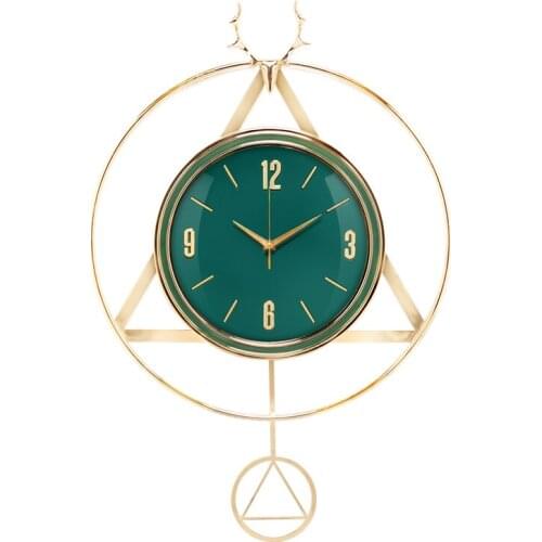 Deer Head Geometric Swing Clock Wall Clock Home Fashion Atmospheric Wall Decoration Clock Pocket Watch