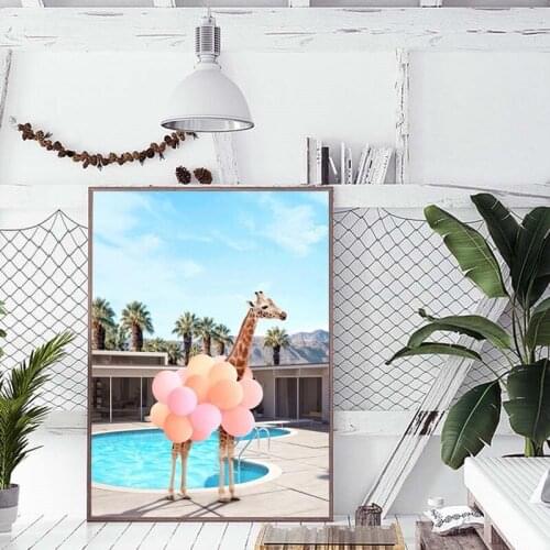 Canvas Nordic Style Pictures Giraffe Balloon Landscape Painting Wall Artwork Hd Print Poster Modular Home Living Room Decoration