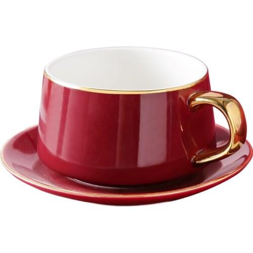 Ceramic Coffee Cup Saucer Spoon Sets European Style Mate Small Luxury Dish Sets Gooden Rim Colourful Kubek Drinkware EZ50DC