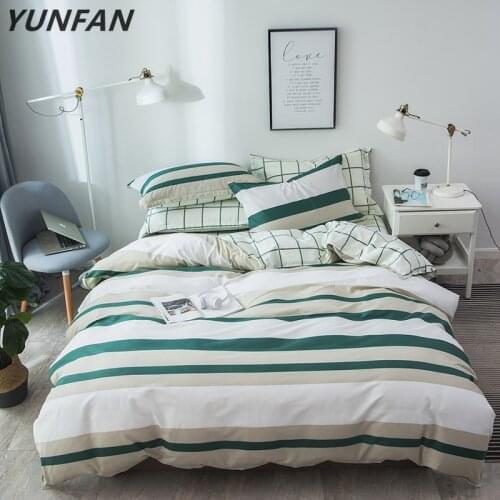 White Stripes Reactive Printing Simple Style Bedding Set Bed Linen Duvet Cover Bed Sheet Pillowcase cotton queen king bedclothes