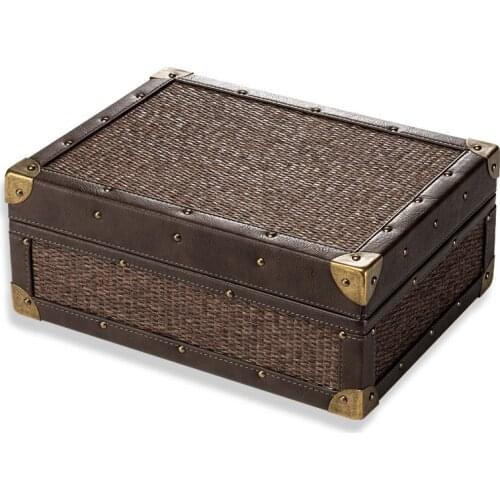 Cigar box moisturizing pine woven strip portable large capacity double humidifier storage cabinet cigar box can hold 50 PCS