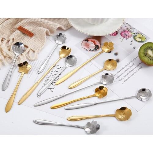 Creative Flower Spoon Stainless Steel Rose Tea Spoon Cute Sunflower Spoon Coffee Stirring Spoon