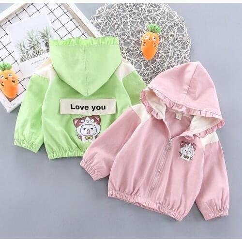 2021 Spring Autumn Newborn Baby Girls Clothes 1-4year Boys Cartoon Cotton Jacket Hooded Coat Children Toddler Kids Outerwear