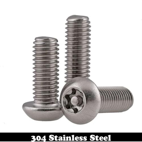 M5*6 M5x6 M5*8 M5x8 M5*10 M5x10 M5*12 M5x12 304 Stainless Steel Torx 6 Six Lobe Pin In Round Pan Head Machine Security Screw