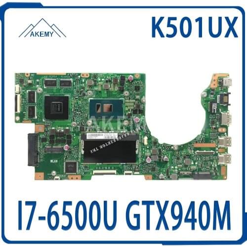 K501UX K501UB Laptop motherboard For Asus K501UX K501UB K501U K501 original mainboard DDR4 8GB RAM I7-6500U GTX940M