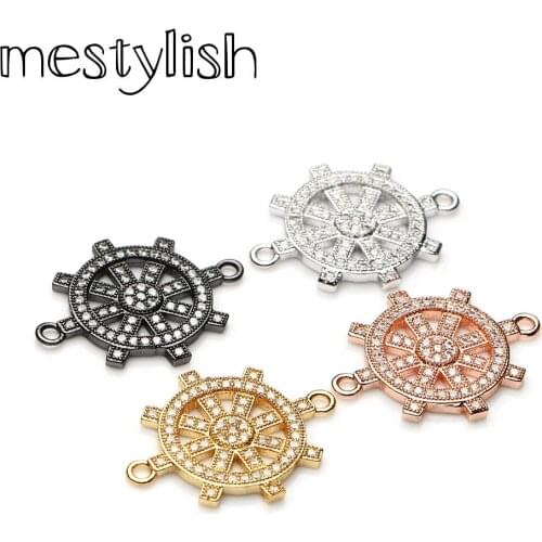 Mestylish Micro Inlay Cubic Zirconia Rudder Connector for Bracelet Necklace Jewelry Making DIY Accessories
