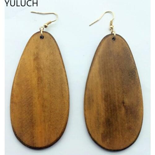 Fashion latest african hollow good quality wood earrings jewelry big round personality new design