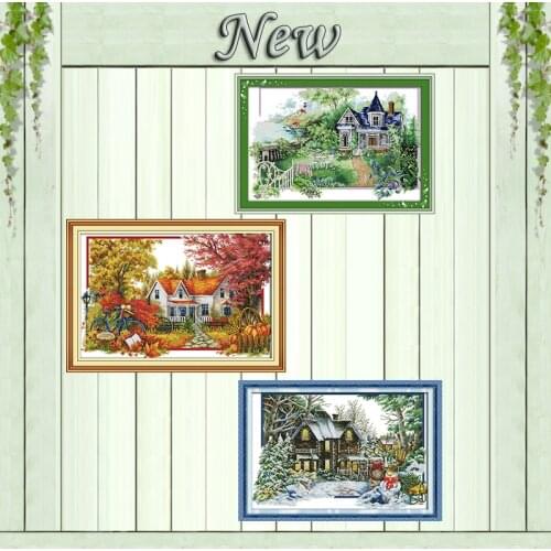 The winter house summer diy painting counted printed on canvas DMC 14CT 11CT chinese Cross Stitch Needlework Set Embroidery kits