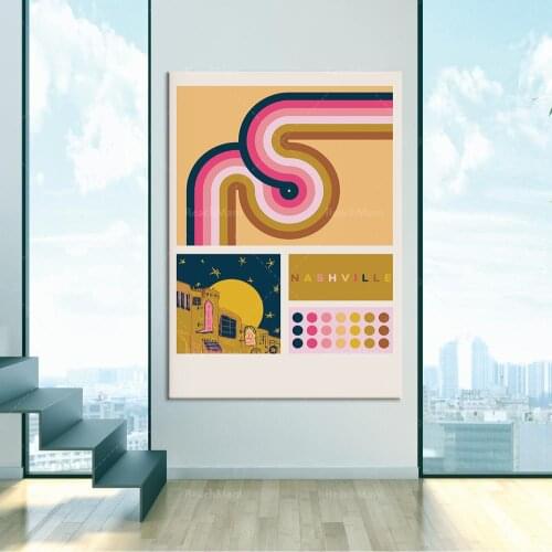 Nashville printable wall art, urban art posters, retro abstract Nashville posters, new home decoration gifts