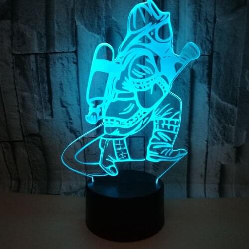 Novelty 3D Fireman Table Lamp LED USB Touch Button 7 Color Changing Fire Fighter Night Light Bedside Decor Light Fixture Gifts