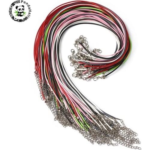 Pandahall 60pcs/Set Alloy Lobster Claw Clasps Waxed Cotton Cord Necklace for Jewelry Making DIY Stringing Materials 18.7"