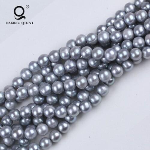 Cultured Gray 10-11mm Natural Potato Round Shape Real Freshwater Pearl Strands