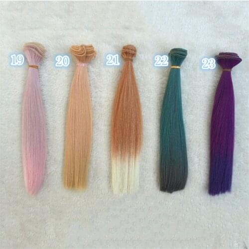 25 CM * 100 CM High Temperature Fiber Gradual Color BJD Doll Wigs DIY Straight Hair for baby Doll 1/12 1/6 Accessories