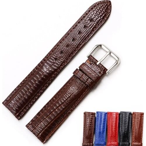 Rolamy 18 20 22mm Genuine Leather Lizard Grain Watch Band For Tag CARRERA Omega Montblanc Panerai Daytona Submariner Tissot
