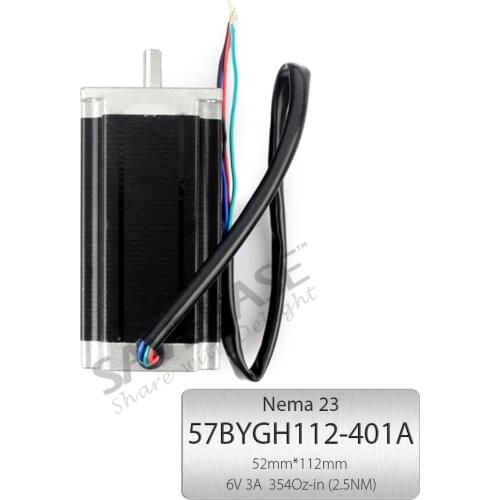 SAVEBASE Nema23 CNC Router Stepper Motor 2-Phase 4 Wire 57BYGH112-401A Single Shaft 354 Oz-in 2.5NM for Laser/Milling Machine