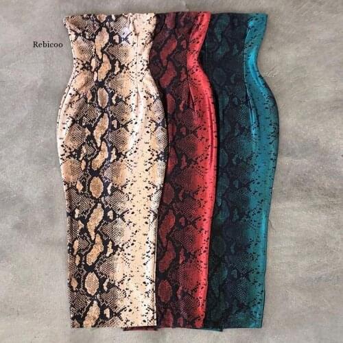 Sexy Women Dress Bodycon Off Shoulder Snakeskin Split Midi Dress Elegant Strapless Pencil Dresses Vestidos De Mujer Streetwear