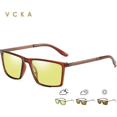 VCKA Square Photochromic Sunglasses Polarized Women Day Night Vision men Safety Driving Glasses Discoloration Oculos de sol